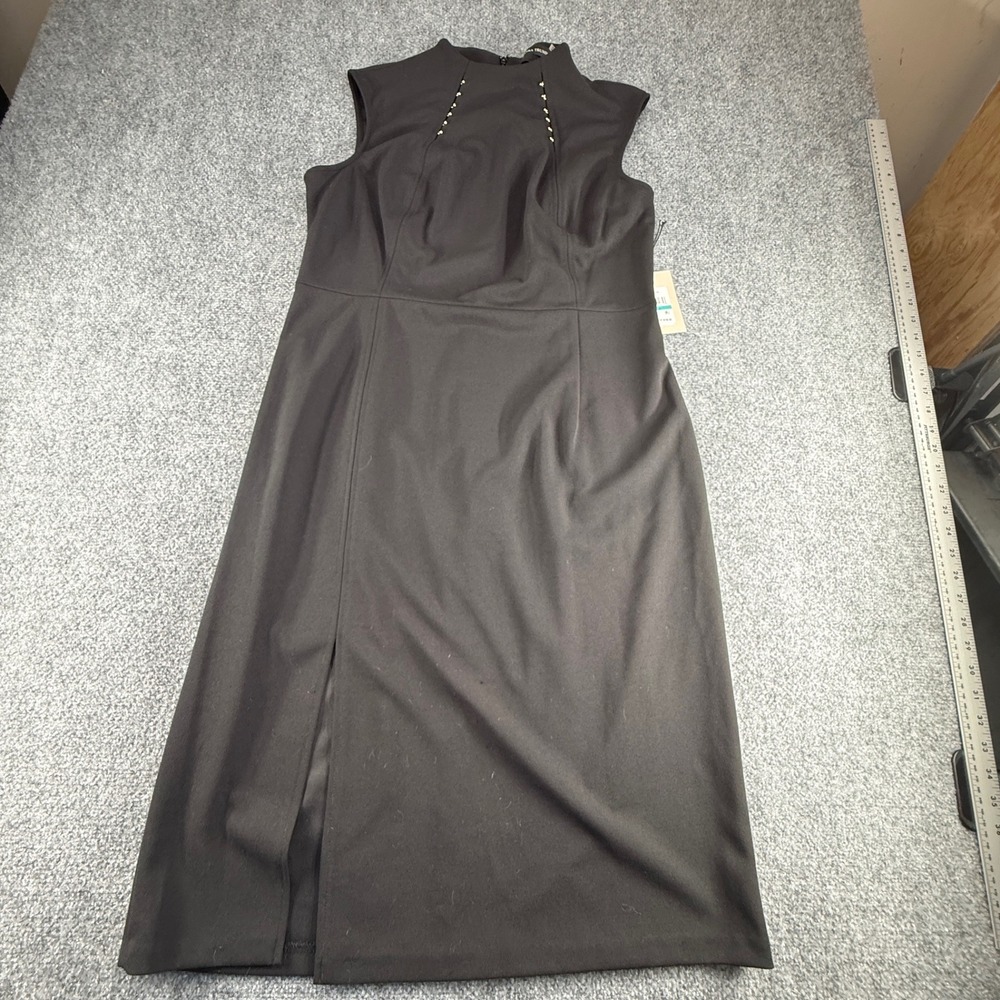 Ivanka Trump Black Mock Neck Beaded Sheath Dress Size 16 ID6N1DXC